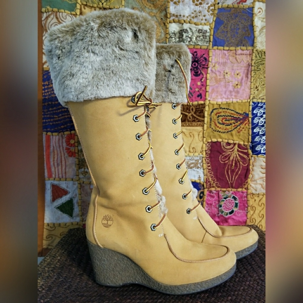 Timberland wedge heel nubuck boot